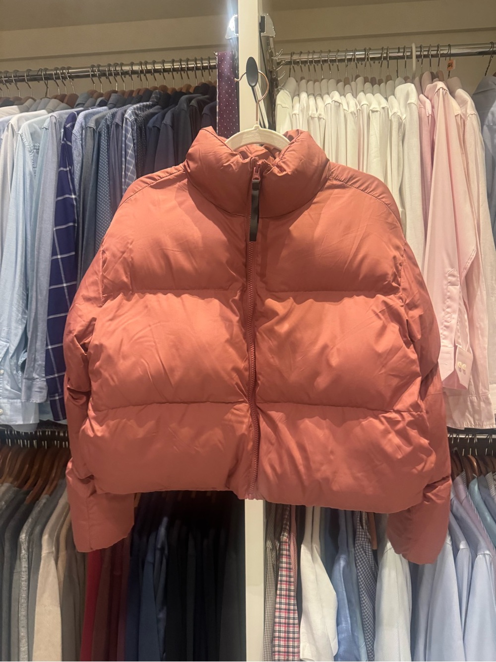 Fabletics Cropped Puffer Jacket - Rose Clay